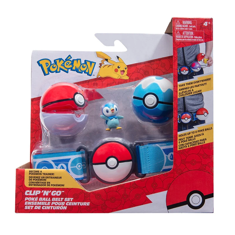 Pokémon - Ensemble de ceinture Clip 'N Go - Tiplouf (Piplup) + Poké Ball et Scuba Ball (Dive Ball)