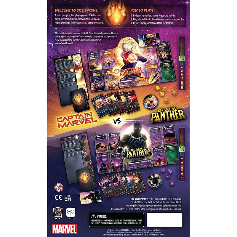 USAopoly Marvel Dice Throne 2-Hero Box (Captain Marvel, Black Panther) Board Game - English Edition