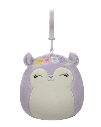 Squishmallows de 8,8 cm à pince - Pâques - Sydnee écureuil violet