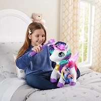 VTech Styla the Bloom Bright Unicorn Interactive Toy - French Edition, Electronic Singing Pet with Magic Wand and Hair Accessories