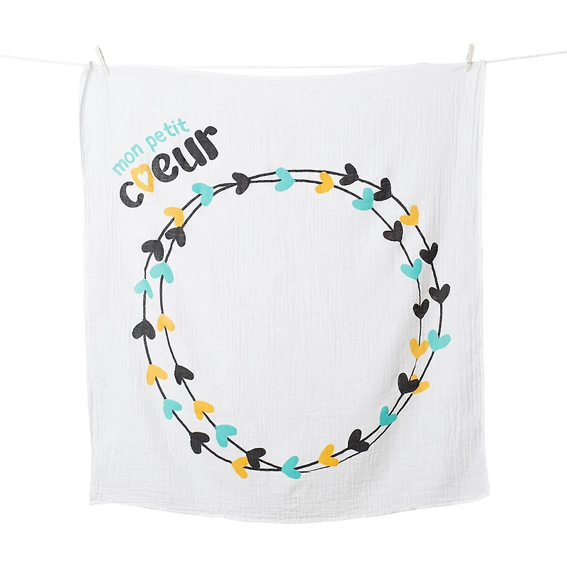 Lulujo - Mon Petit Coeur Milestone Blanket - French Edition