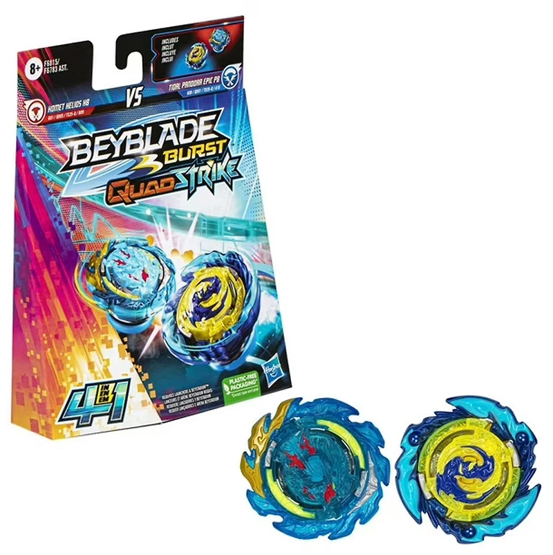 Beyblade Burst QuadStrike Dual Pack, pack de 2 toupies de compétition Komet Helios H8 and Tidal Pandora Epic P8