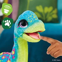 furReal, Sam le bronto glouton, animatronique interactif en peluche, plus de 40 sons et réactions