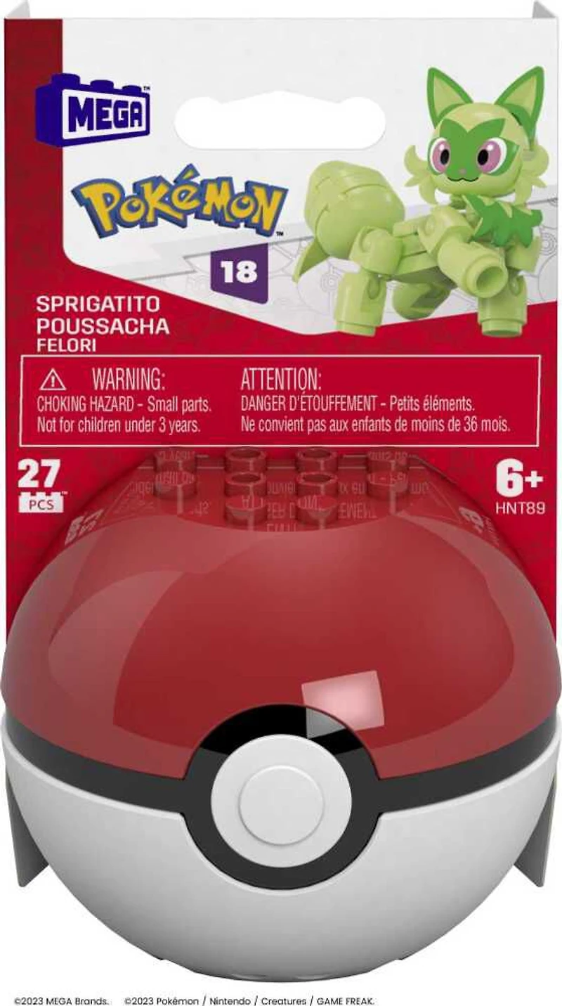 MEGA - Pokémon - Figurine articulée - Poussacha, Pokéball (27 pièces)