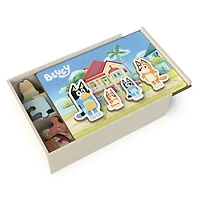 Bluey, Coffret de 4 puzzles en bois avec personnages Bingo, Maman et Papa, Coffret cadeau puzzles de 24 pièces