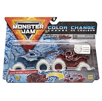 Monster Jam, Monster trucks Megalodon vs Octon8er officiels qui changent de couleur en métal moulé, échelle 1:64
