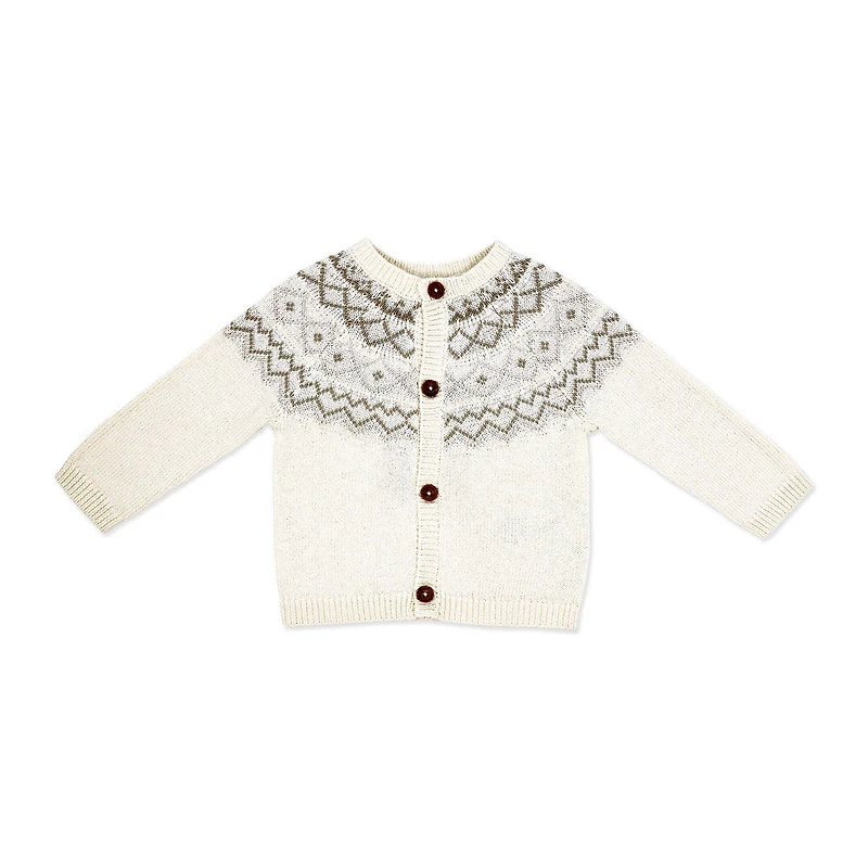 Rock a Bye Baby Ensemble cardigan en tricot avec pieds : Fairisle crème 0-3 mois