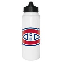 Bouteille d'eau Tallboy blanche de 1L des Canadiens de Montréal de la LNH avec couvercle à membrane noir