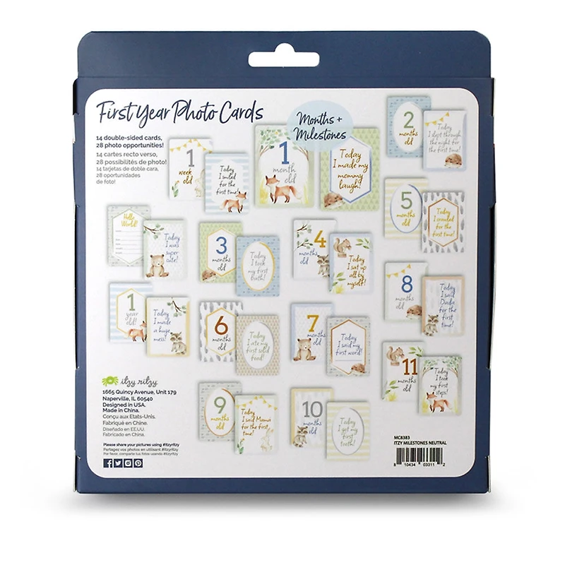 Itzy Ritzy Milestone Cards , Neutre, Animaux des bois