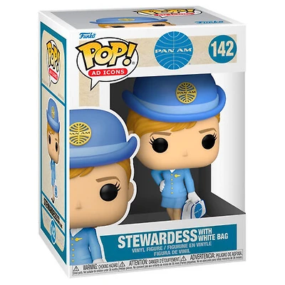 Figurine en Vinyle Hôtesse1 de l'air Pan Am avec sac blanc par Funko POP! Pan Am: Ad Icons