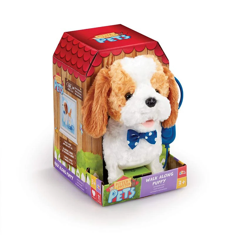 Pitter Patter Pets - Coffret Walk Along Puppy - Brun/Blanc - Notre exclusivité