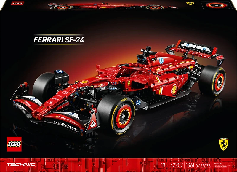 LEGO Technic Ferrari SF-24 F1 Car Model Kit for Adults, Build Your Own Racing Vehicle Set 42207