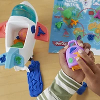 Play-Doh, coffret Starter Mon avion des découvertes, jouets préscolaires pour filles et garçons avec avion, tapis d'activité carte du monde, 3 accessoires et 4 couleurs de pâte à modeler