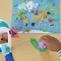 Play-Doh, coffret Starter Mon avion des découvertes, jouets préscolaires pour filles et garçons avec avion, tapis d'activité carte du monde, 3 accessoires et 4 couleurs de pâte à modeler