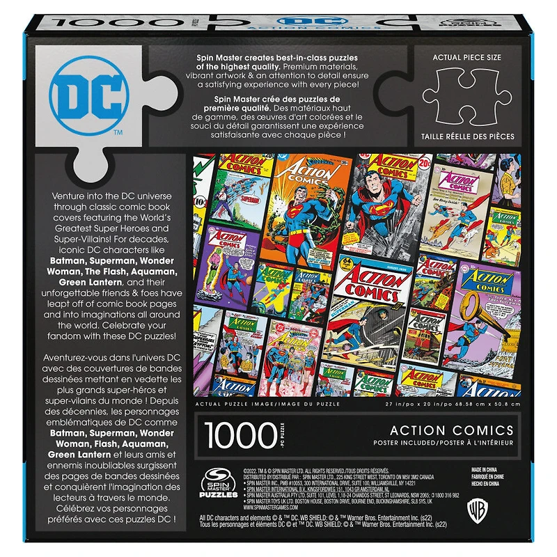 DC Comics, Action Comics 1000-Piece Jigsaw Puzzle Superman Retro Collage Book Artwork with Poster Included