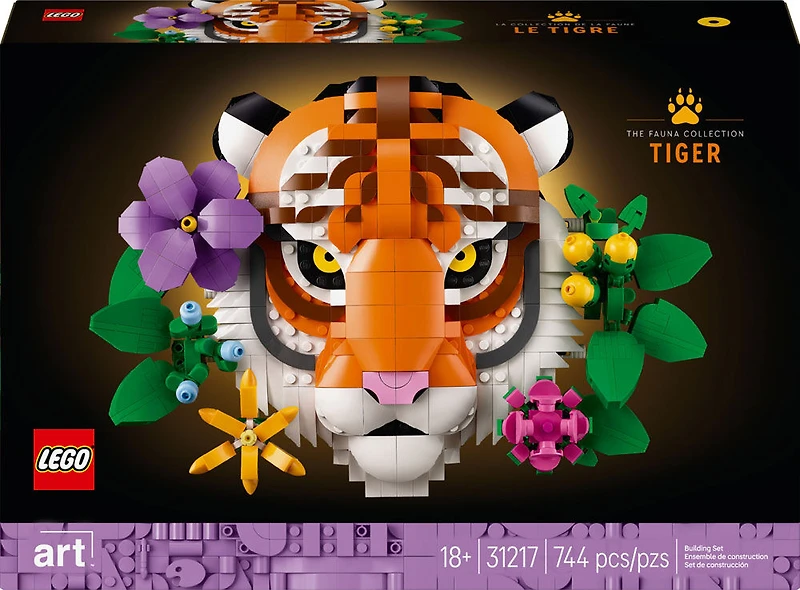 LEGO Art La Collection de la Faune - Le Tigre, Cadeau de Pendaison de Crémaillère pour une Nouvelle Maison, Idée de Décoration Florale 31217