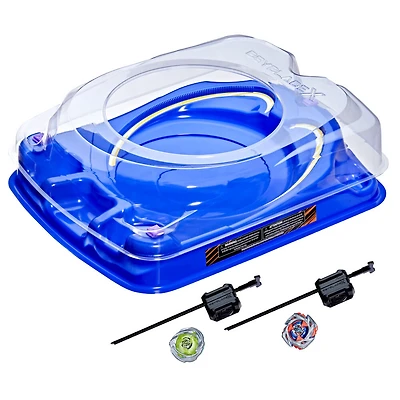 Beyblade X Drop Attack Battle Set with Beystadium Arena, 2 Right-Spinning Takara Tomy Tops, 2 Launchers, Battling Tops Game Toys