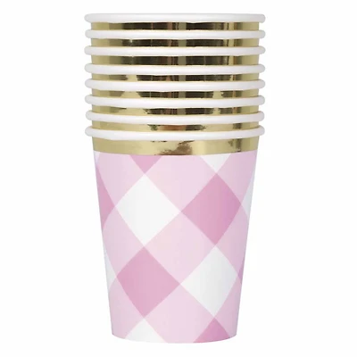 Gingham 1st Bday 9oz Paper Cups 8 pieces