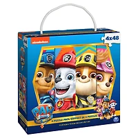 PAW Patrol: The Movie, 4 Puzzle Jigsaw Bundle 48-Piece Chase Skye Marshall Rubble with Portable Rope Gift Box
