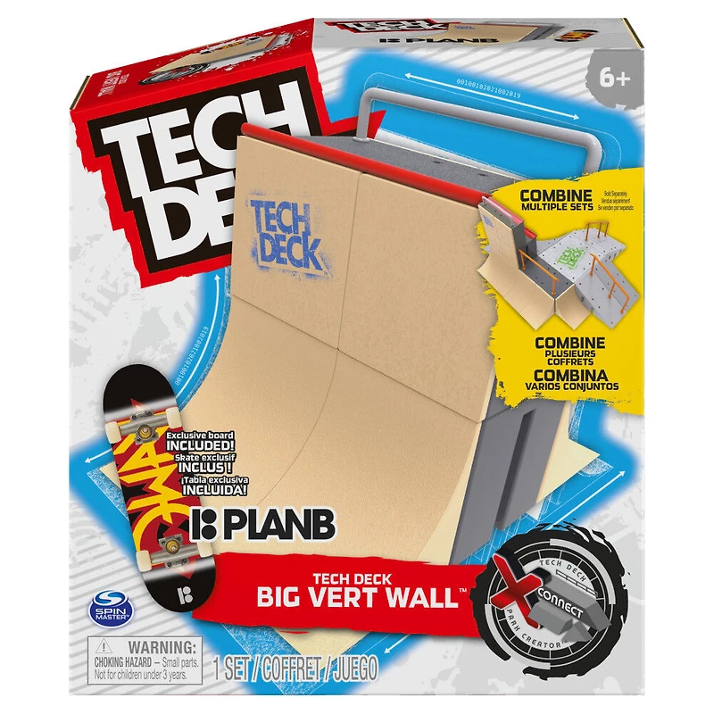 Tech Deck, Big Vert Wall X-Connect Park Creator, Coffret rampe à construire et à personnaliser avec fingerboard exclusif