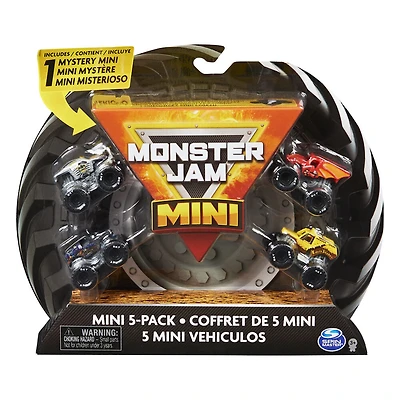 Monster Jam, Coffret de 5 monster trucks officiels Mini à collectionner avec 1 monster truck mystère