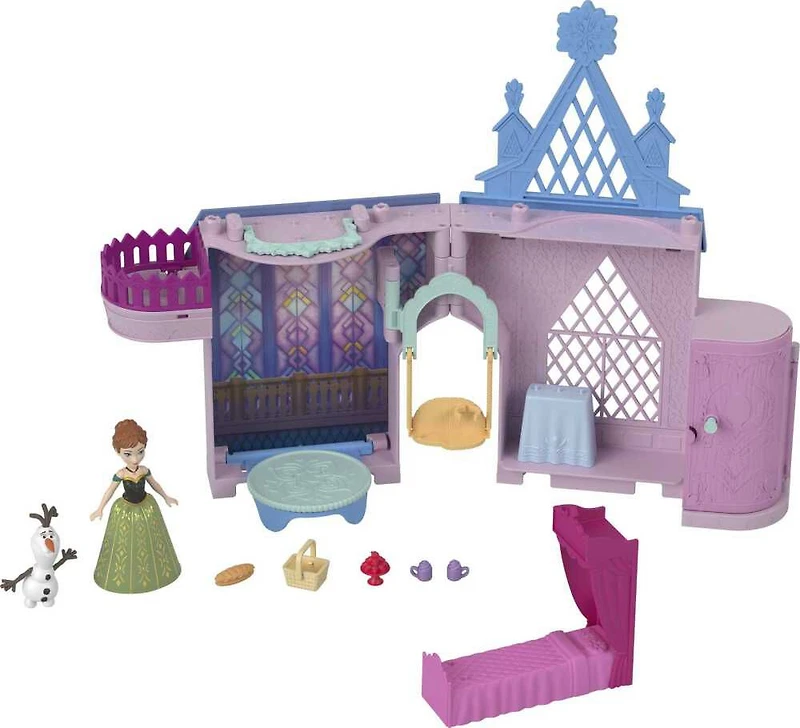 Disney Frozen Storytime Stackers Playset, Anna's Arendelle Castle Dollhouse with Small Doll