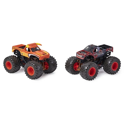 Monster Jam, Coffret de 2 monster trucks officiels en métal moulé El Toro Loco vs Northern Nightmare qui changent de couleur, échelle 1:64