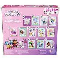 Gabby's Dollhouse, Coffret de 12 puzzles de 24 pièces, 48 pièces et 100 pièces