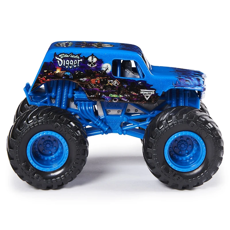 Monster Jam, Coffret Monster truck Son-uva Digger à l'échelle 1:64 officiel et figurine articulée Scrap Creatures de 12,7 cm