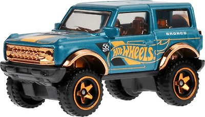 Hot Wheels 1:64 Échelle Moulage Sous-Bois Ford Bronco Turquoise- & Déco de couleur cuivre
