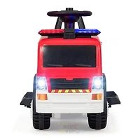 KidsVip 6V Enfants at Tout-Petits Fire Truck sur la Voiture de Poussée de Camion Voiture Eléctrique, avec siege en cuir - Édition anglaise