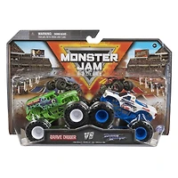 Monster Jam, Monster trucks officiels en métal moulé Grave Digger Vs. Razin Kane Die-Cast, échelle 1:64