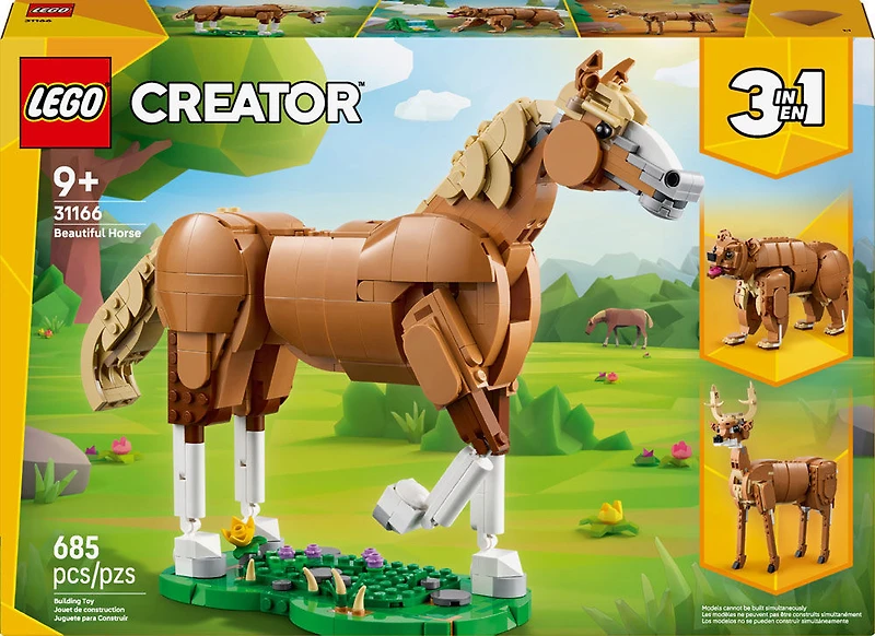 LEGO Creator 3en1 Le cheval magnifique, Ensemble à Construire, Se Transforme en Ours ou en Cerf 31166