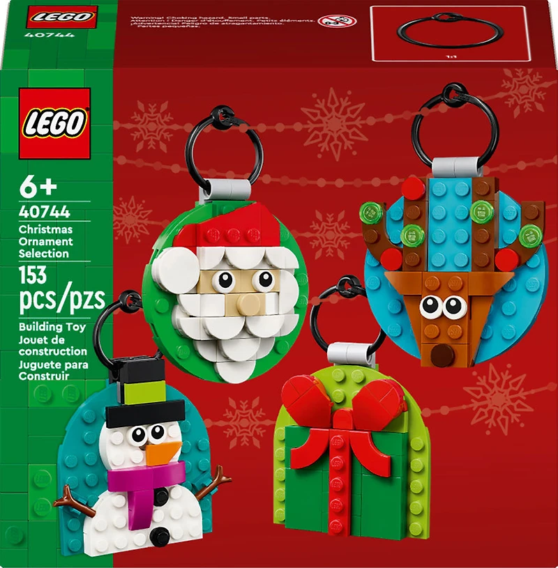 LEGO Sélection d'ornements de Noël Décorations suspendues avec cadeau, bonhomme de neige, renne et père Noël 40744