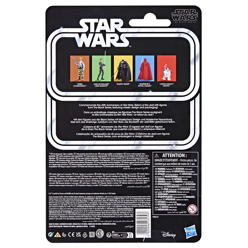 Star Wars The Black Series, Luke Skywalker (Chevalier Jedi), Star Wars : Le retour du Jedi, 40e anniversaire, figurine de 15 cm