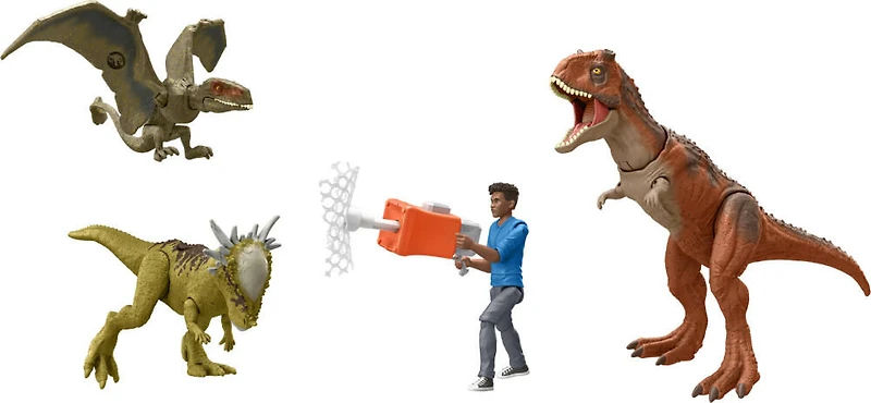 Jurassic World: Chomp Chomp Figurine articulée Darius, 3fig. de dinos