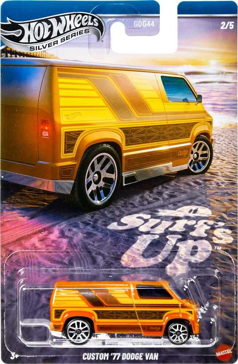 Hot Wheels 77 Dodge Van à l'échelle 1:64, véhicule sur le thème de Surf's Up