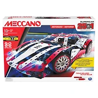 Meccano, 25-in-1 Motorized Supercar STEM Model Building Kit with 347 Parts, Real Tools and Working Lights