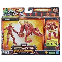 Marvel Mech Strike Mechasaurs, figurine Iron Man de 10 cm avec Iron Stomper Mechasaur
