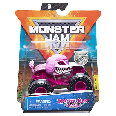 Monster Jam, Monster truck Monster Mutt Poodle officiel, véhicule en métal moulé, série Ruff Crowd, échelle 1:64