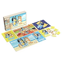 Bluey Jigsaw Puzzles for Kids, Set of 7 Wood Puzzles with Storage Box