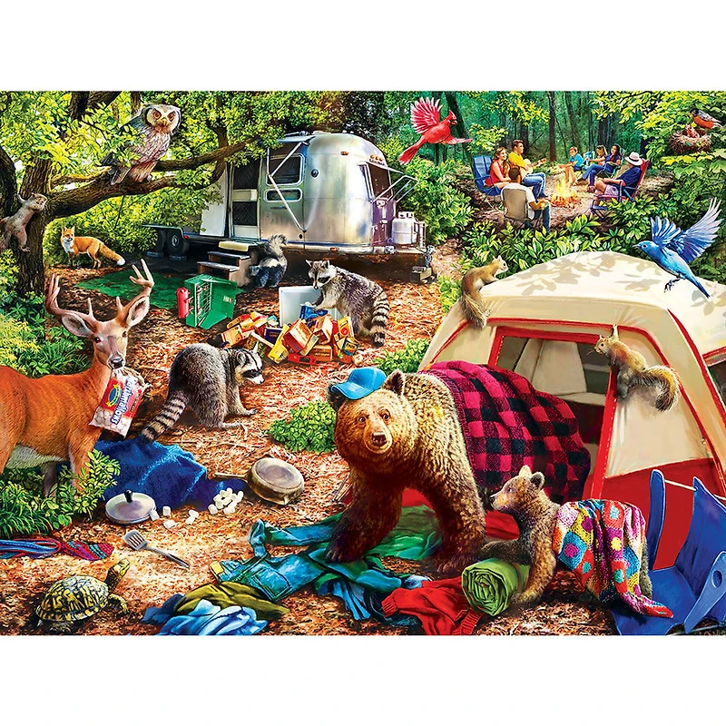 MasterPieces 300 Piece EZ Grip Jigsaw Puzzle - Campsite Trouble - 18"x24"