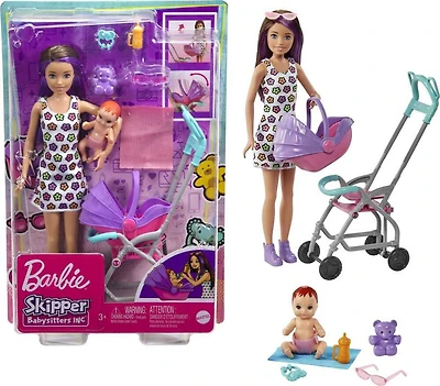 Barbie-Coffret Skipper Baby-Sitter Poussette avec poupée
