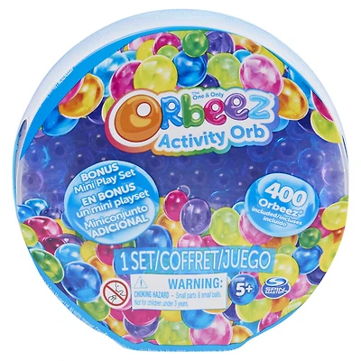 Orbeez Surprise Activity Orb, Mini coffret surprise avec 400 billes d'eau bleues, jouets sensoriels non toxiques et accessoires pour les enfants à partir de 5 ans