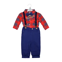 Little Gent Suspender Set Red Plaid 12M