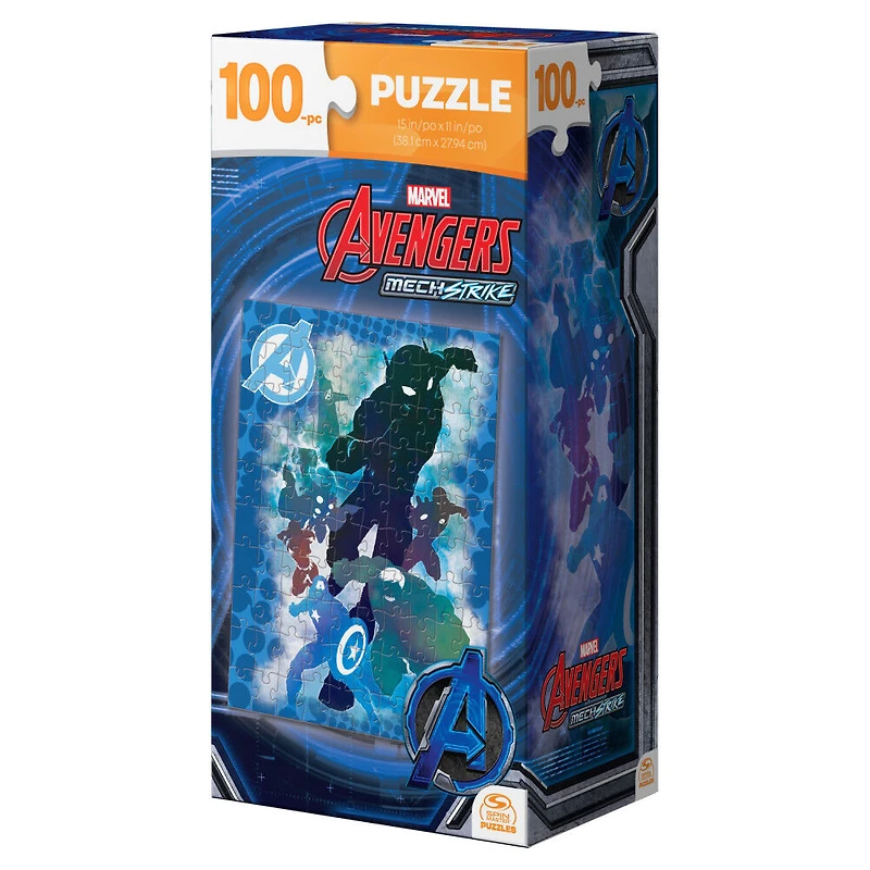 Marvel Avengers, Mech Strike, Puzzle de 100 pièces, jouets rétro, puzzles pour enfants Avengers, cadeaux Marvel, jouets super-héros, pour les enfants à partir de 4 ans