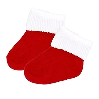 Baby Mode Red Santa Knit Hat & Bootie Set 0-6M