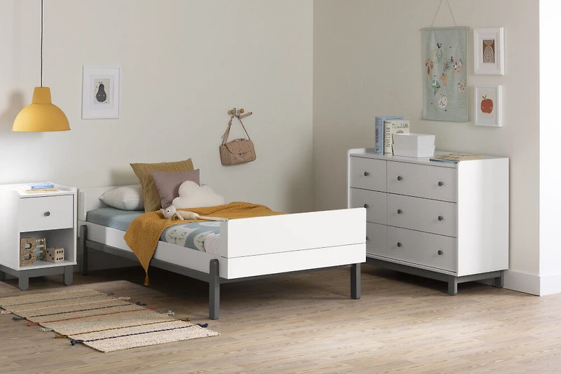Bebble 1-Drawer Nightstand Gray and White
