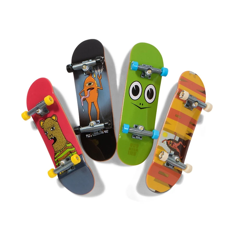 Tech Deck, Coffret de 4 fingerboards Ultra DLX, Skateboards Toy Machine, Mini-skateboards personnalisables à collectionner