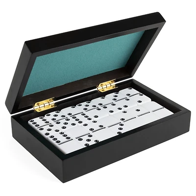 Dominos double 6 de luxe, Jeu classique de 28 dominos dans un coffret en bois avec doublure de haute qualité